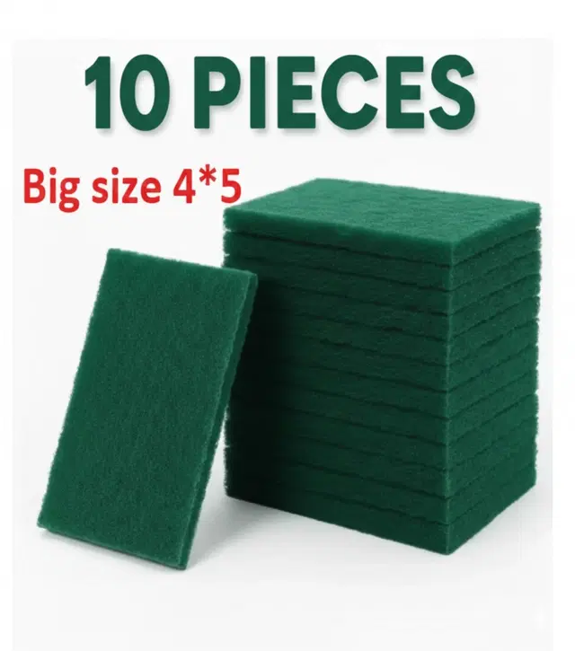 Nylon Scrub Pad, Green, Pack of 10