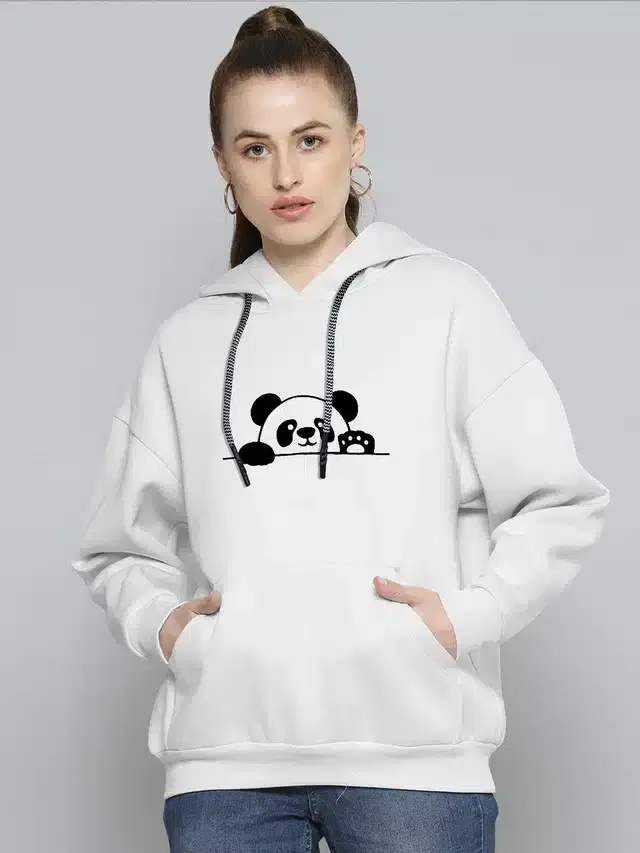 Hooded Sweatshirt for Girls (White, S)