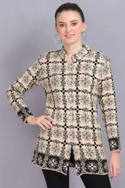 Women's Premium Button Cardigan (Beige, L) (AX-31)