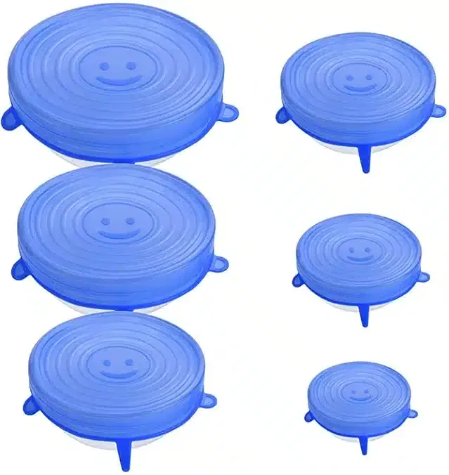 Silicone Stretch Lids for Bowls, Multicolor, Pack of 6