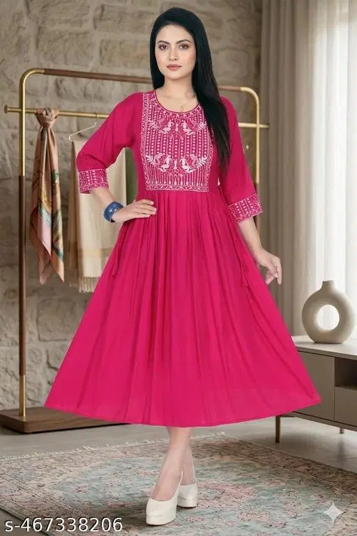 Gown Kurti for Women (Pink, XS)
