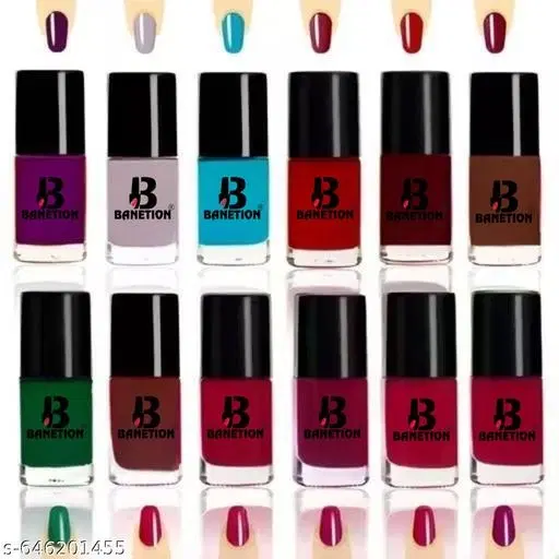 Banetion Matte Nail Polish, Multicolor, Pack of 12