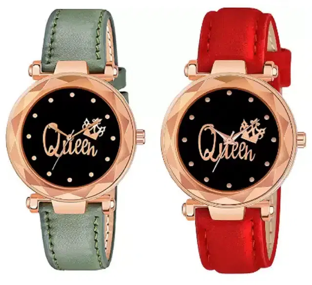 Analog Watch for Women, Pack of 2 (Multicolor)