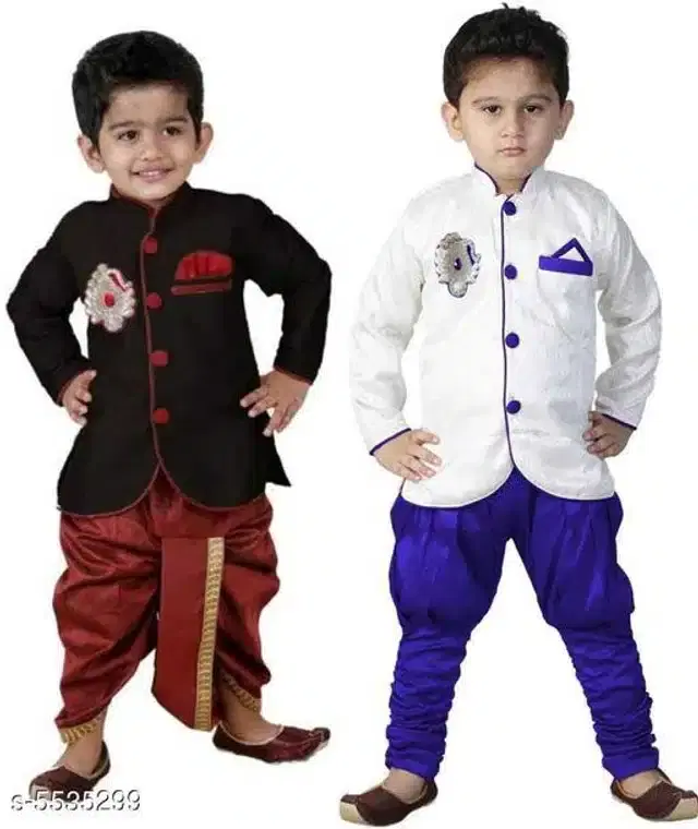 Sherwanis for Boys, Pack of 2 (Multicolor, 6-7 Years)