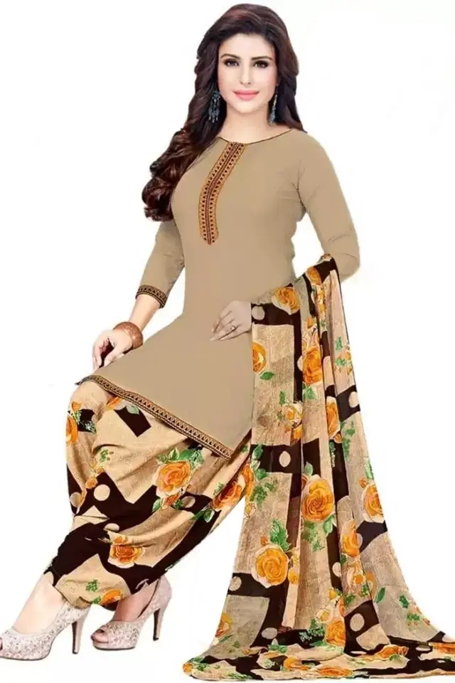 Yashika Unstitched Crepe Salwar Suit Material (Yellow) (Y-246)