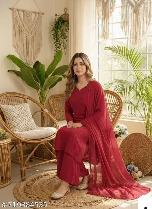 3 Piece Dress Set for Women (Red, XS)