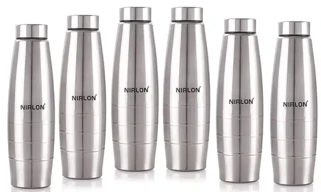 Stainless Steel Water Bottle Set, Pack of 6, 1000 ml