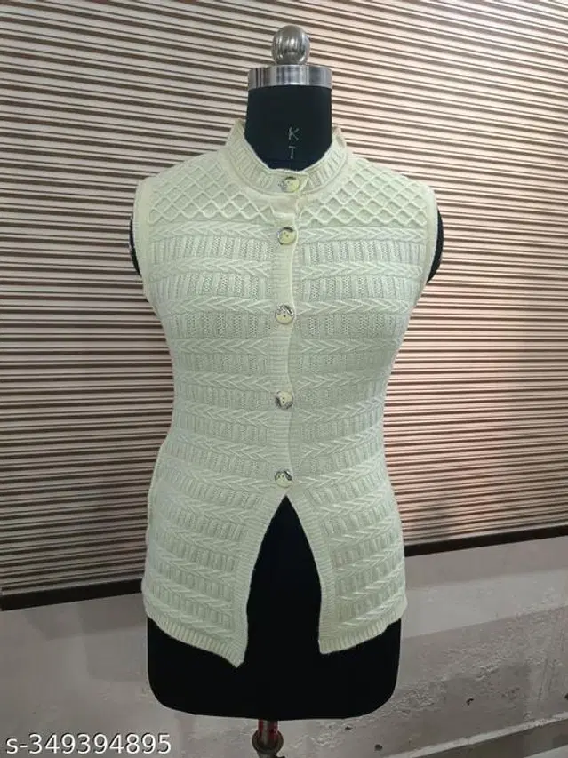 Woolen Sweater for Women (Off White, L)