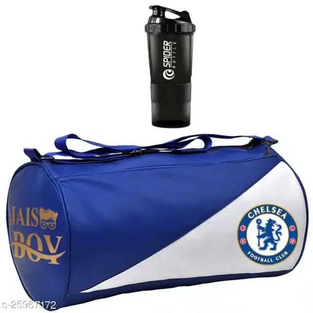 Combo of Gym Bag with Shaker Bottle, 400 ml, Multicolor, Set of 2