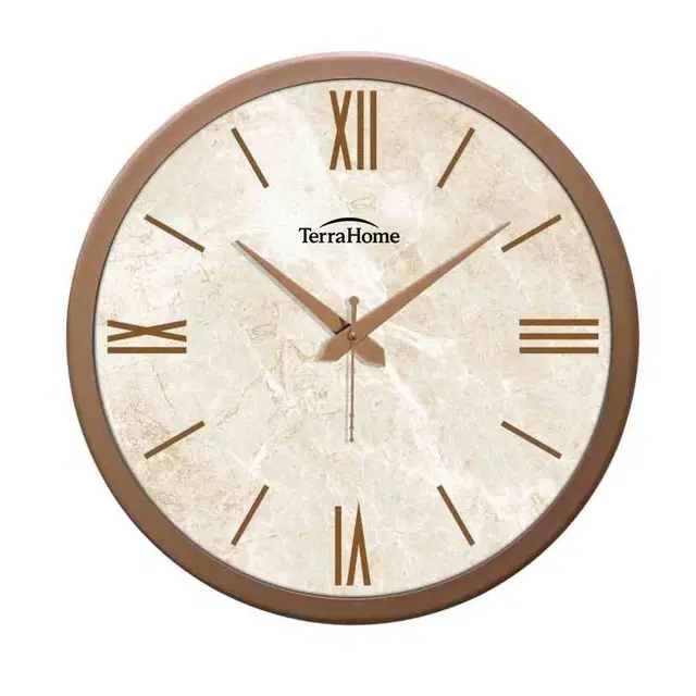 TerraHome Sweep Silent Paper Dial Wall Clock 12in Aesthetic Copper