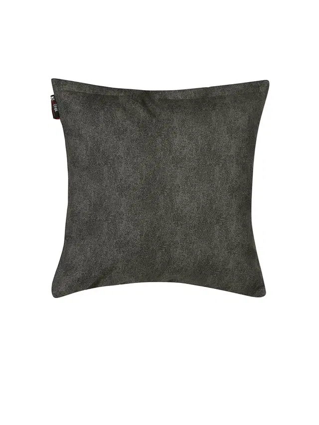 Cotton Cushion Cover, Dark Grey, 16x16 inches