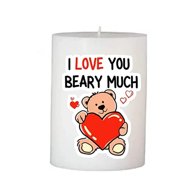 Floish Decor Premium Printed Valentines Day Pillar Candle