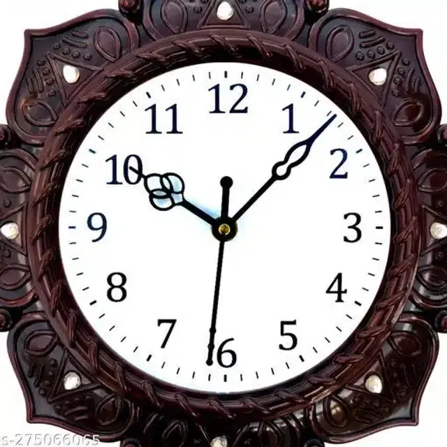 Analog Wall Clock, Brown, 26x26 cm