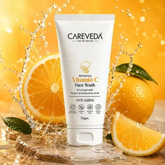 CareVeda Refreshing Vitamin C Face Wash With Peach & Hyaluronic Acid 75 g