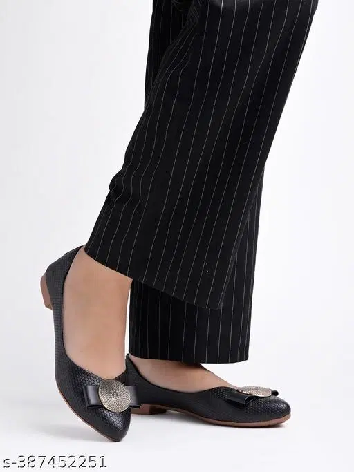 Solid Ballerinas for Women (Black, IND-3)