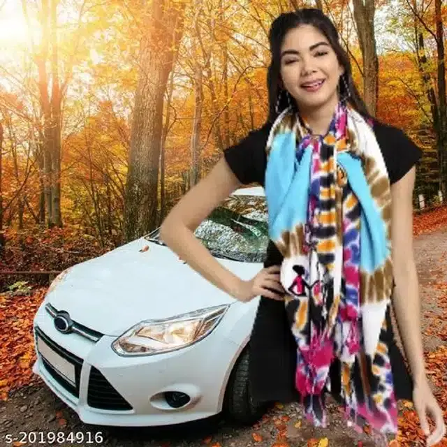 Viscose Rayon Scarf for Women (Multicolor, 1.8 m)