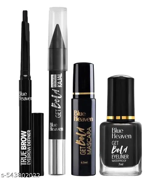 Blue Heaven Get Bold Eyeliner 7 ml + Mascara 6.5 ml + Kajal Pencil 3.2 g + True Brow Eyebrow Enhancer 0.3 g Darkgrey (Set Of 4)