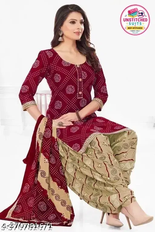 Crepe Printed unstitched suits for women, Maroon