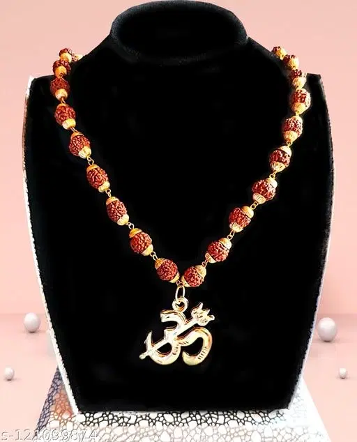 5-Mkhi Rudraksha Chain With OM Locket for Men (Brown)