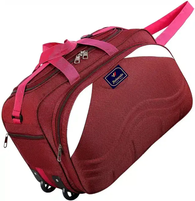 Polyester Traveling Luggage Bag with Wheels, Maroon,61 L