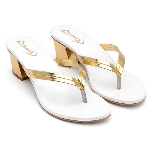 Solid Block Sandals for Women (White, 3)