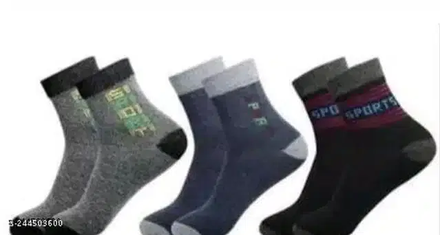 Cotton Blend Socks for Unisex, Pack of 3 (Multicolor)