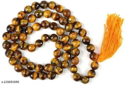 Tiger Eye Crystal Stone Beads Necklace for Men (Brown)