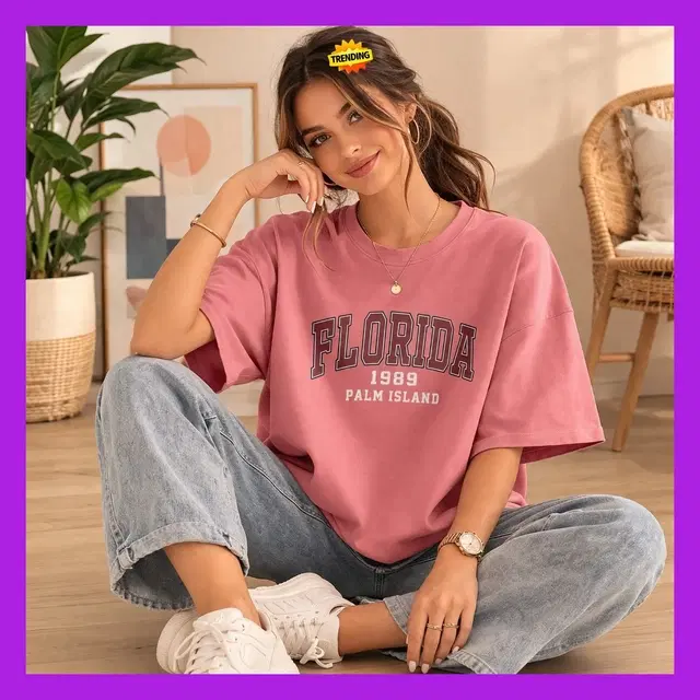Oversized Cotton Blend T-shirts for Women (Peach, XS)