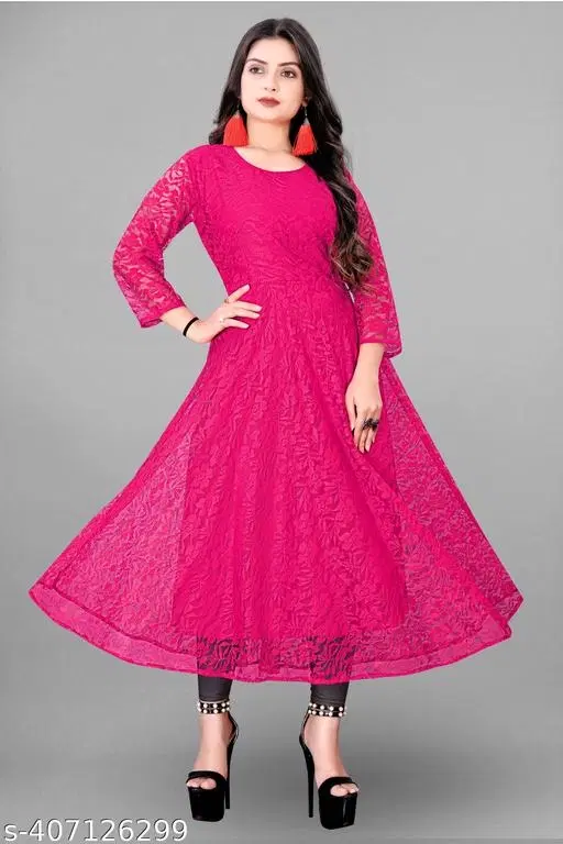 Net Gowns for Women,  Pink  (S)
