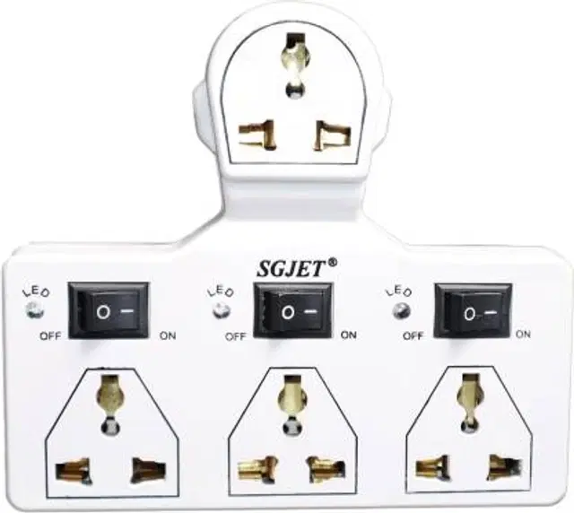 SGJET 4 UNIVERSAL SOCKET 3 SWITCH MULTI PLUG EXTENSION BOARD 4 Socket Extension Boards, White, Pack of 1