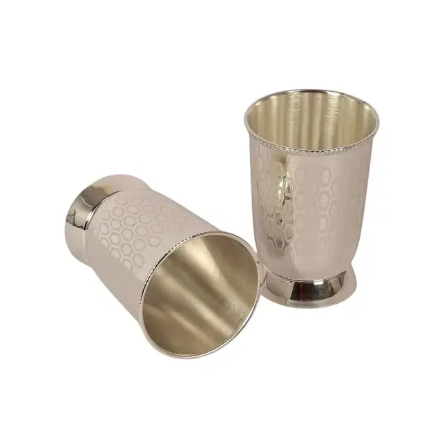 Decorative Silver Plated Water Glass Set Of 2 In Velvet Gift Box 20x15x7cm