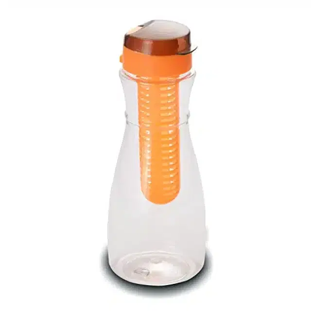 Airtight Plastic Water Bottle with Lid, Orange, 1000 ml
