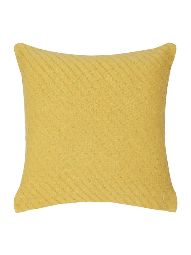 Cotton Cushion Cover, Yellow, 12x12 inches