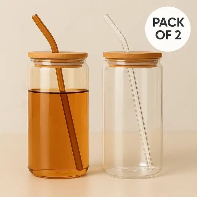 Afast Coffee, Juice, Soft drink tumbler with straw and wooden lid, 200 ml, Pack of 2