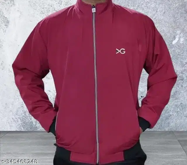 Polyester Jacket for Men (Red, L)
