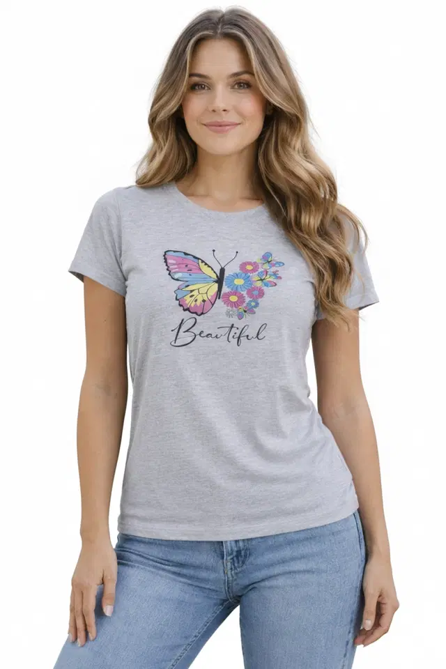 Cotton Blend Printed T-shirt for Men, Grey (S)