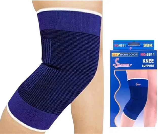 Polyester Solid Knee Sleeves for Women, Blue, Set of 1