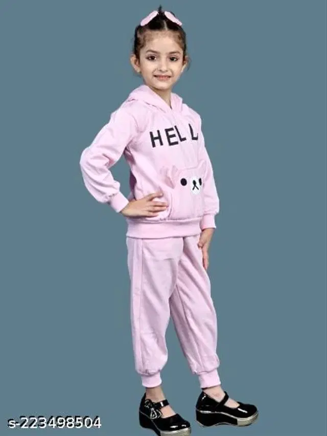 Woolen Solid Clothing Sets for Boys & Girls (Pink, 4-5 Years)