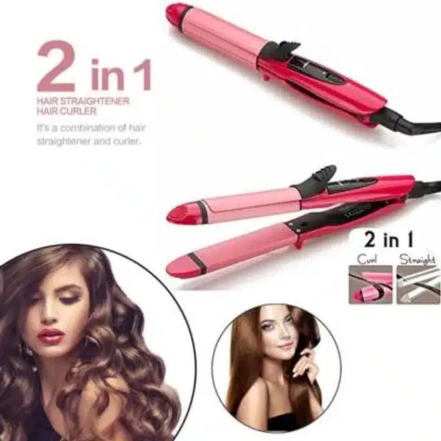 2 in 1 Straightener & Curler, Multicolor, 100 W