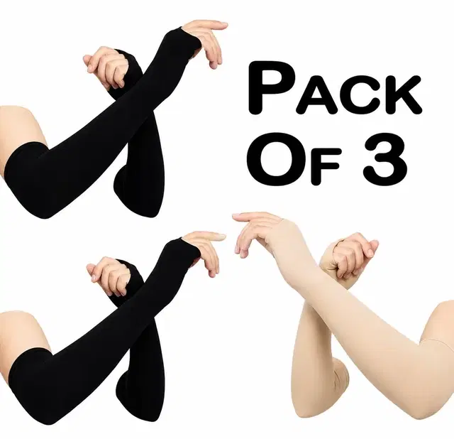 Polyblend Arm Sleeves, Multicolour (Free Size)