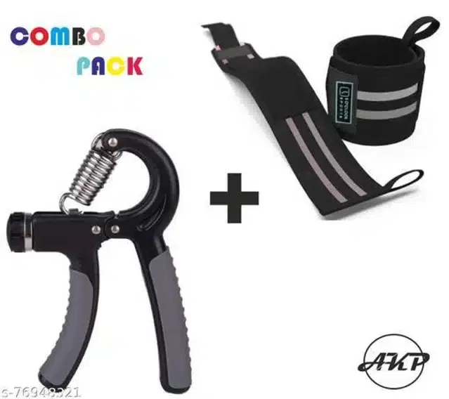 Wrist Support Bands & Hand Gripper, Multicolor, Free Size, Set of 2