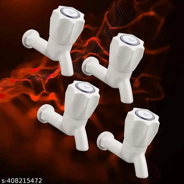 Plastic Bib Cock Tap, White, Pack of 4