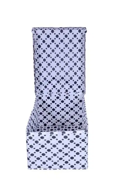 Polka Dots Storage Box/Wardrobe Organizer, Black, 46x35x28 cm, Pack Of 1, S-1