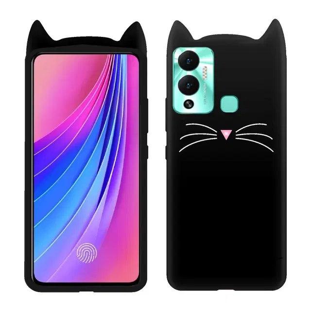 Silicone Mobile Back Cover for Infinix X6816C / HOT 12Play (Black)