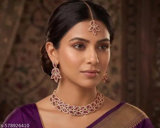 Purple Free Size Necklace Set for Women
