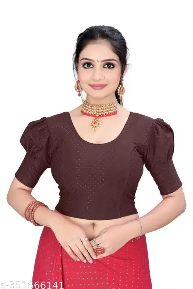 Half Sleeves Blouse for Women (Wine, 28)