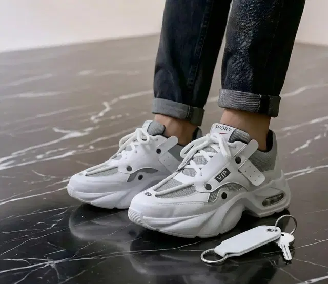 Chunky Sole Sneakers for Men (Grey, 8)