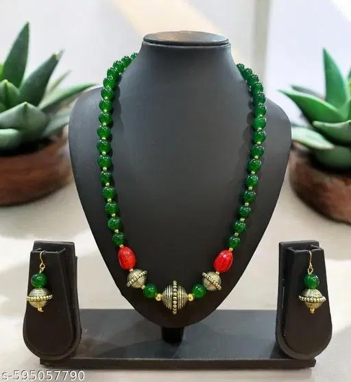 Pearl Jewellery Set Women & Girls, Green