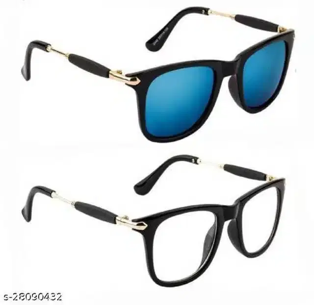Sunglasses for Men, Pack of 2 (Blue & Clear)