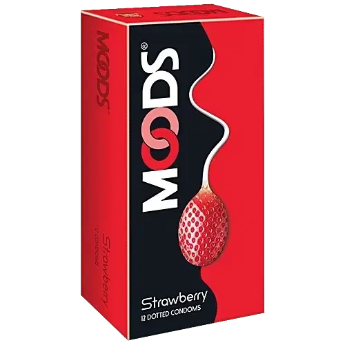 Moods Strawberry Flavour Dotted Condom, 12 Sheets